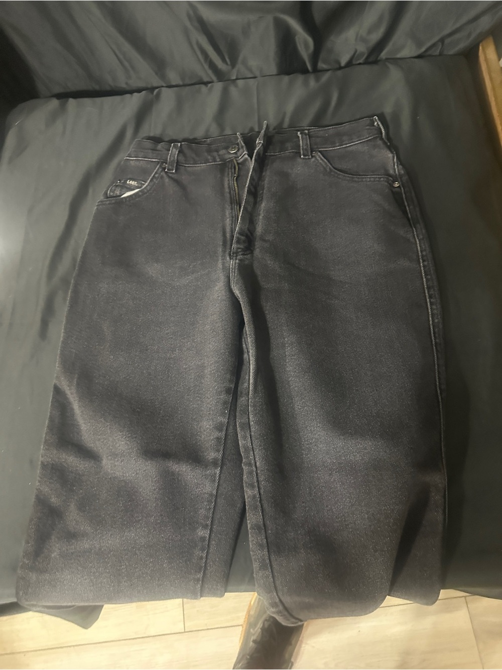 Black Women’s High-Rise Straight Jeans-retro Lee jeans-size 14-#618